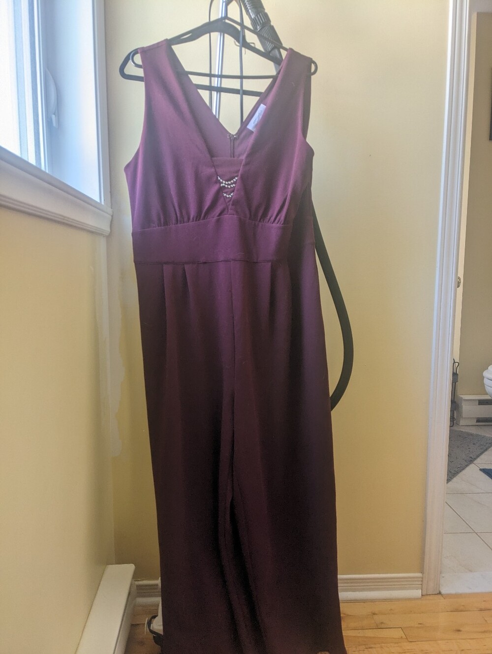 Addition Elle Sleeveless V-Neck Jumpsuit in Deep Burgundy